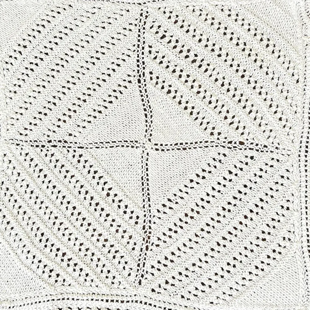Knitted Lace Doily Off White Square 13